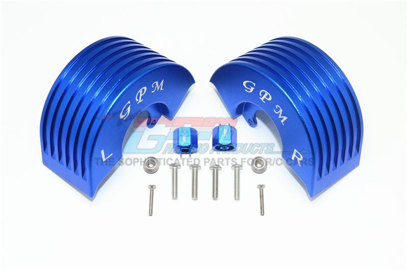 Tamiya T3-01 Dancing Rider Trike Aluminum Rear Fender With Hex Adapter (+3mm) - 12Pc Set Blue