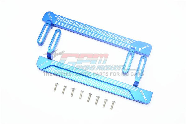 Traxxas TRX-4 Defender / Tactical Unit / Blazer Upgrade Parts Aluminum Side Steps (Reticulated Pattern A) - 1Pr Set Blue