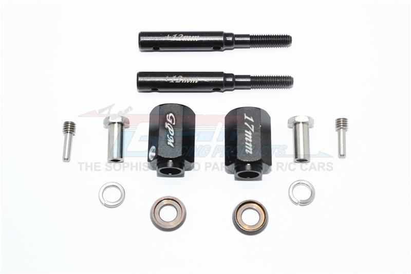 Traxxas TRX-4 Trail Defender Crawler Harden Steel Extended Length Front / Rear Stub Axle +17mm Hex - 1Pr Set Black