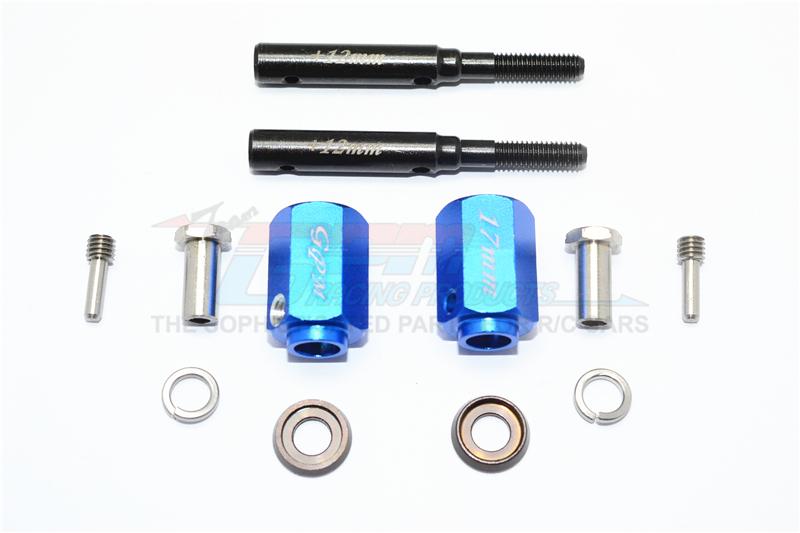 Traxxas TRX-4 Trail Defender Crawler Harden Steel Extended Length Front / Rear Stub Axle +17mm Hex - 1Pr Set Blue