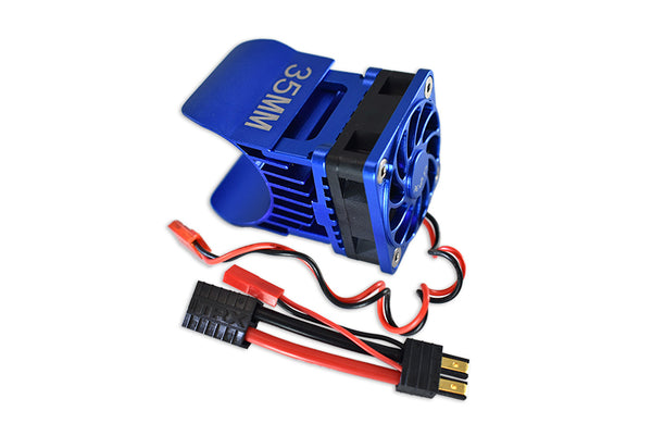 Traxxas TRX-4 Trail Defender Crawler / TRX-6 Mercedes-Benz G63 Aluminum 35mm Motor Heatsink With Cooling Fan - 1 Set Blue