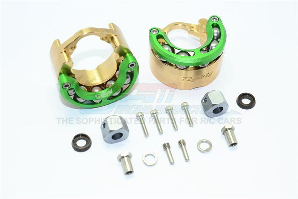 Traxxas TRX-4 Trail Defender Crawler Brass Pendulum Wheel Knuckle Axle Weight With Alloy Lid + 9mm Hex Adapter - 1Pr Set Green