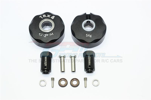 Traxxas TRX-4 Trail Defender Crawler Aluminum Pendulum Wheel Knuckle Axle Weight + 21mm Hex Adapter - 1Pr Set Black