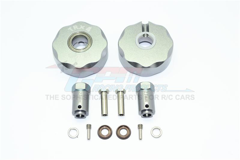 Traxxas TRX-4 Trail Defender Crawler Aluminum Pendulum Wheel Knuckle Axle Weight + 21mm Hex Adapter - 1Pr Set Gray Silver