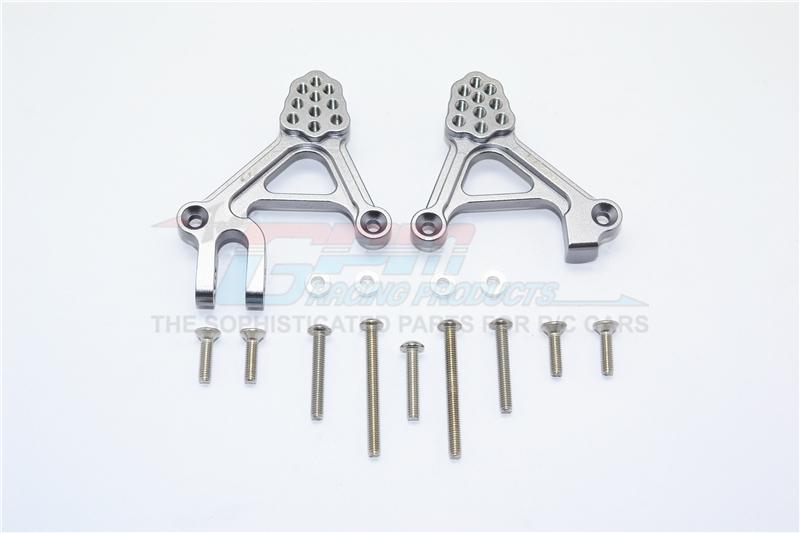 Traxxas TRX-4 Trail Defender Crawler Aluminum Adjustable Front Damper Mount - 1Pr Set Gray Silver