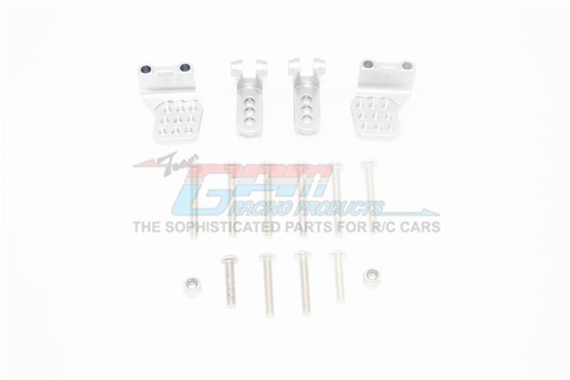 Traxxas TRX-4 Mercedes-Benz G500 / Ford Bronco / Blazer Aluminum Adjustable Front + Rear Damper Mount (Multiple Positioning Holes) - 4Pc Set Silver