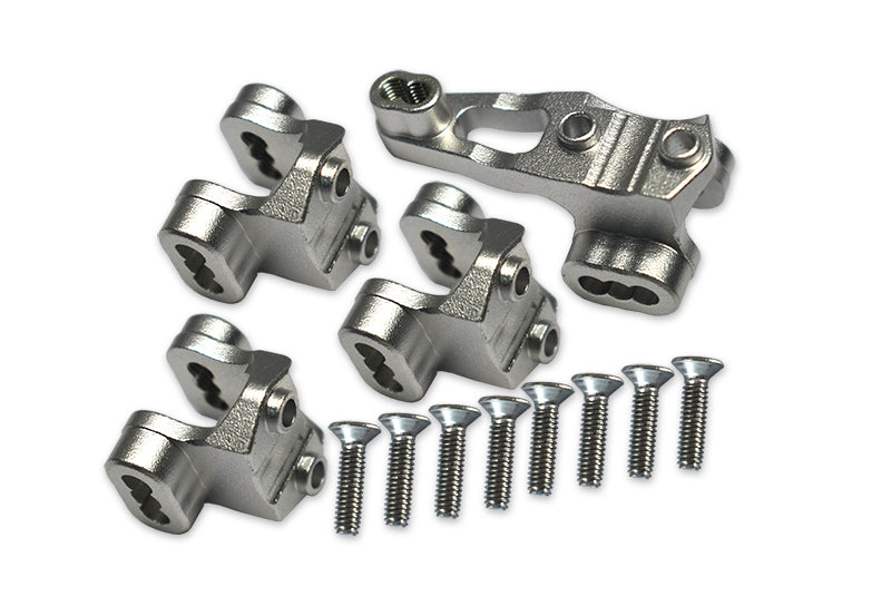 Aluminum Front/Rear Axle Mount Set for Suspension Links for Traxxas 1/10 RC Crawlers TRX 4 - 4Pc Set Silver