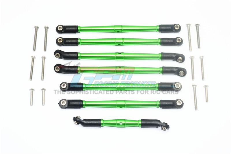 Traxxas TRX-4 Ford Bronco / Blazer Aluminium Adjustable Upper & Lower Suspension Links - 7Pc Set Green