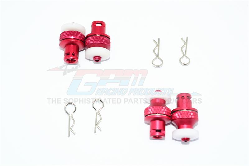 Aluminum Front & Rear Magnetic Body Mount For Traxxas TRX-4 Tactical Unit Body - 4Pc Set Red