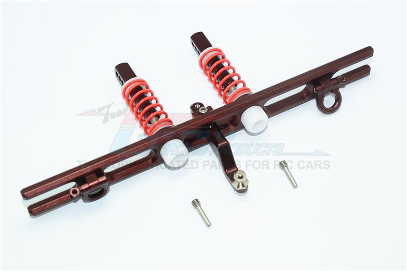 Traxxas TRX-4 Trail Defender Crawler Aluminum Rear Bumper Absorber + D-Rings + Tow Hook - 1 Set Brown