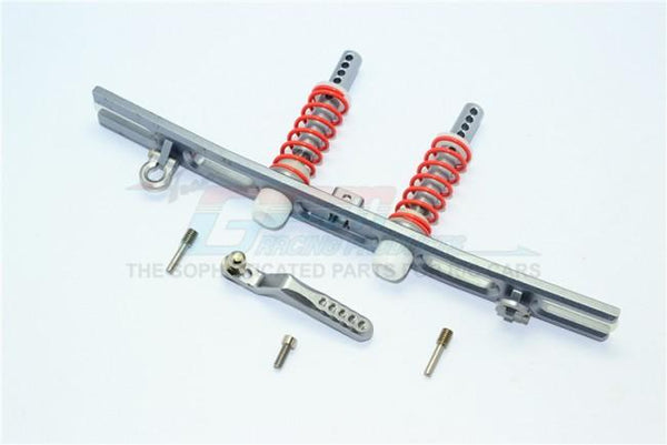 Traxxas TRX-4 Trail Defender Crawler Aluminum Rear Bumper Absorber + D-Rings + Tow Hook - 1 Set Gray Silver