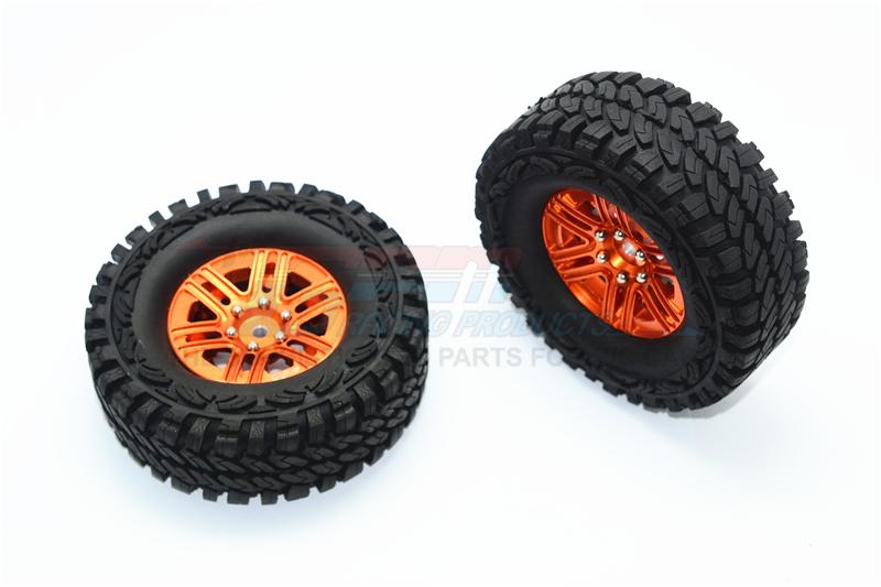 Traxxas TRX-4 Trail Defender Crawler Aluminum 6 Poles Wheels + Crawler Tires - 1Pr Set Orange