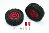 Traxxas TRX-4 Trail Defender Crawler Aluminum 6 Poles Wheels & Crawler Tires + 21mm Hex Adapter - 1Pr Set Red