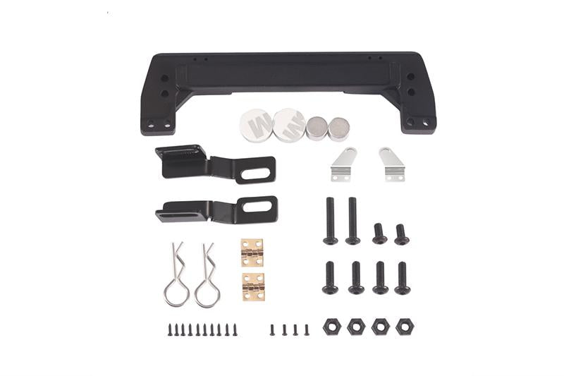 R/C Scale Accessories : Engine Hood Bracket + Hood Hinge + Magnet Shell Column Kit For 1:10 Traxxas TRX-4 Trail Defender Crawler - 39Pc Set Black