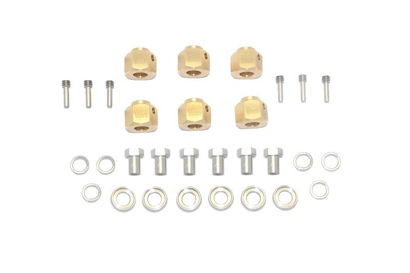 Brass Wheel Hex Adapters 9mm For Traxxas TRX-6 Mercedes-Benz G63 (88096-4)- 30Pc Set