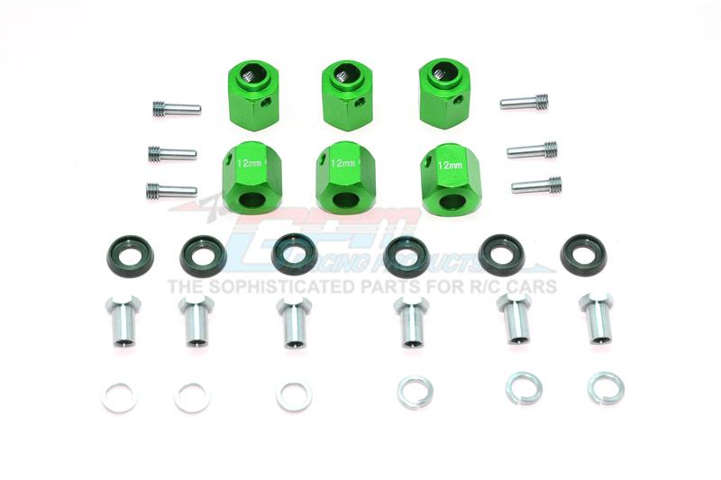 Traxxas TRX-6 Mercedes-Benz G63 (88096-4) Aluminum Hex Adapters 12mm Thick - 30Pc Set Green