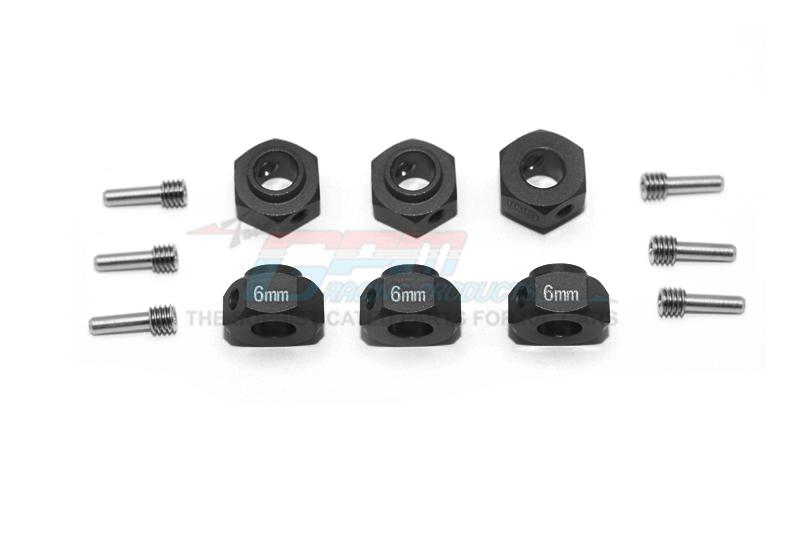 Traxxas TRX-6 Mercedes-Benz G63 (88096-4) Aluminum Hex Adapters 6mm Thick - 12Pc Set Black