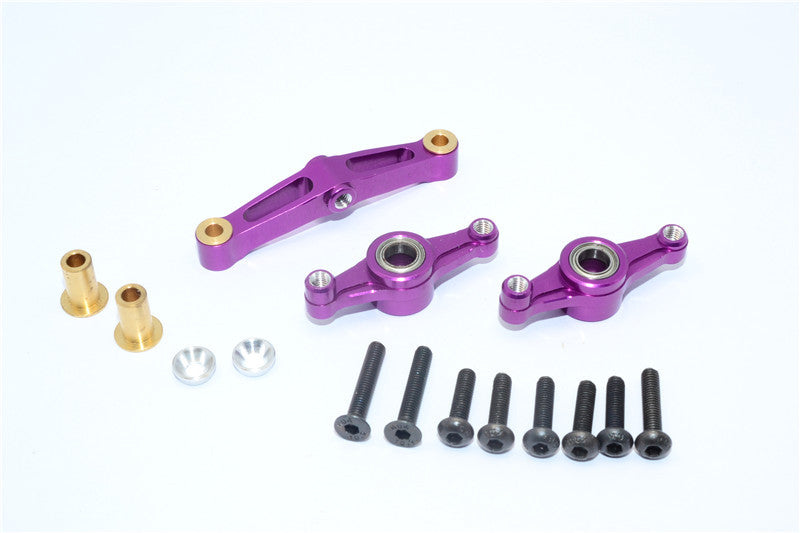 Tamiya TT-02 Aluminum Steering Assembly With Bearing - 1 Set Purple