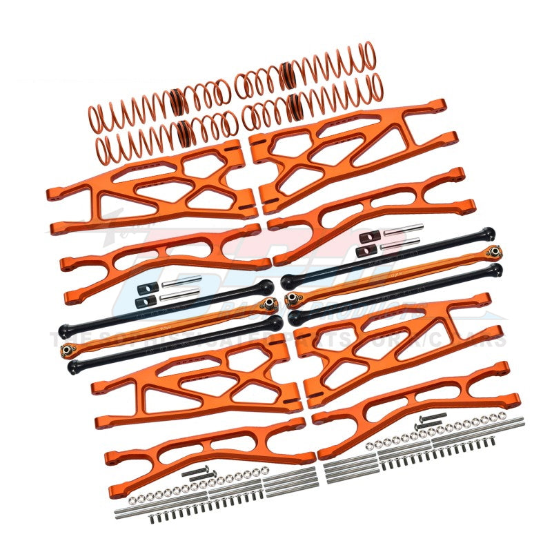 Full Set Aluminum Suspension Arms + Steering Rods + Dog Bones Combo Pack For 1/5 Traxxas X Maxx 8S With WideMAXX #7895 Kit - 110Pc Set Orange