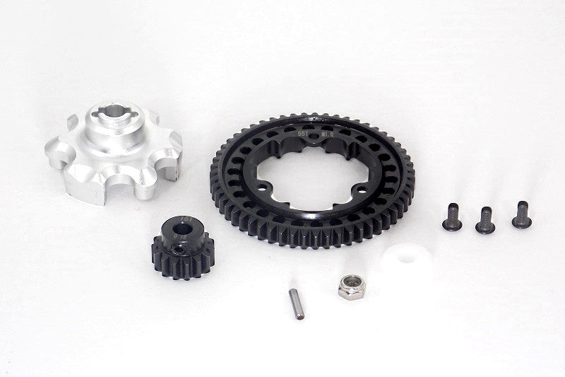 Traxxas X-Maxx 4X4 Aluminum Gear Adapter + Steel Spur Gear 55T + Motor Gear 15T - 1 Set Silver