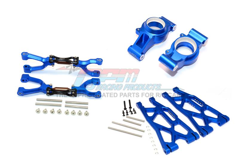 Traxxas X-Maxx 4X4 Aluminum Rear Upper + Lower Arms + Knuckle Arms Set - 40Pc Set Blue