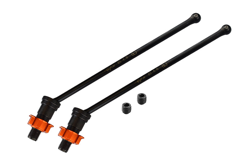 Medium Carbon Steel Front Or Rear CVD Drive Shaft With Aluminium Hex Adapter For 1/5 Traxxas X Maxx 8S With WideMAXX - 8Pc Set Orange