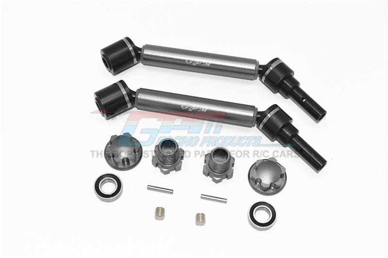 Traxxas 1/10 Maxx 4WD Monster Truck Harden Steel+Aluminum Front Or Rear Adjustable CVD Drive Shaft + Hex Adapter + Wheel Lock - 12Pc Set Gray Silver