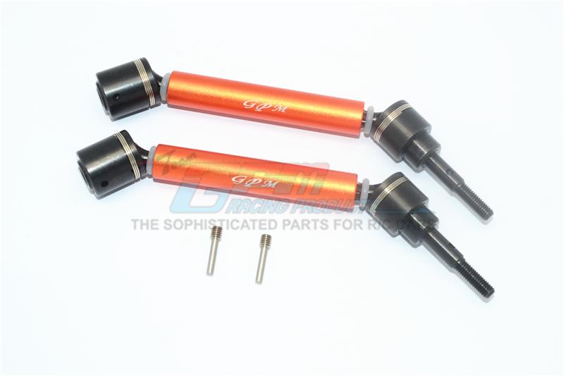 Traxxas 1/10 Maxx 4WD Monster Truck Harden Steel + Aluminum Front Or Rear Adjustable CVD Drive Shaft - 1Pr Set Orange