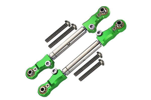 Aluminum+Stainless Steel Adjustable Front Steering Tie Rod For Traxxas 1:10 Maxx 4WD Monster Truck-89076-4 / 1:8 4WD Maxx Slash 6S Brushless Short Course Truck-102076-4 Upgrades - Green