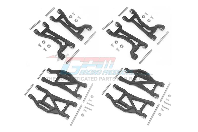 Traxxas 1/10 Maxx 4WD Monster Truck Aluminium Full Suspension Arm Set (Front + Rear & Upper + Lower Arms) - 56Pc Set Black