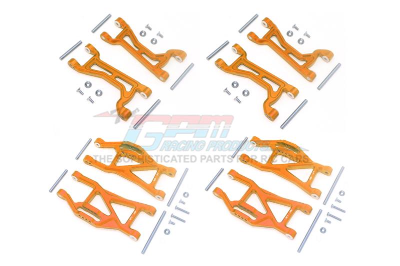 Traxxas 1/10 Maxx 4WD Monster Truck Aluminium Full Suspension Arm Set (Front + Rear & Upper + Lower Arms) - 56Pc Set Orange