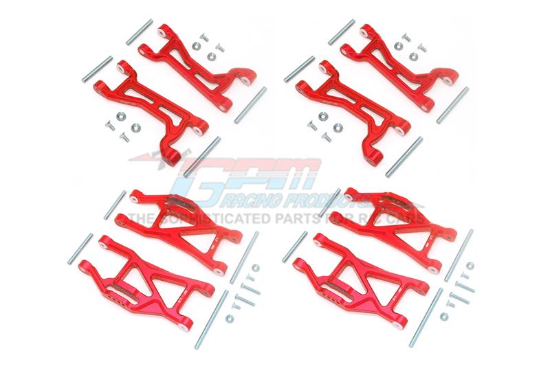 Traxxas 1/10 Maxx 4WD Monster Truck Aluminium Full Suspension Arm Set (Front + Rear & Upper + Lower Arms) - 56Pc Set Red