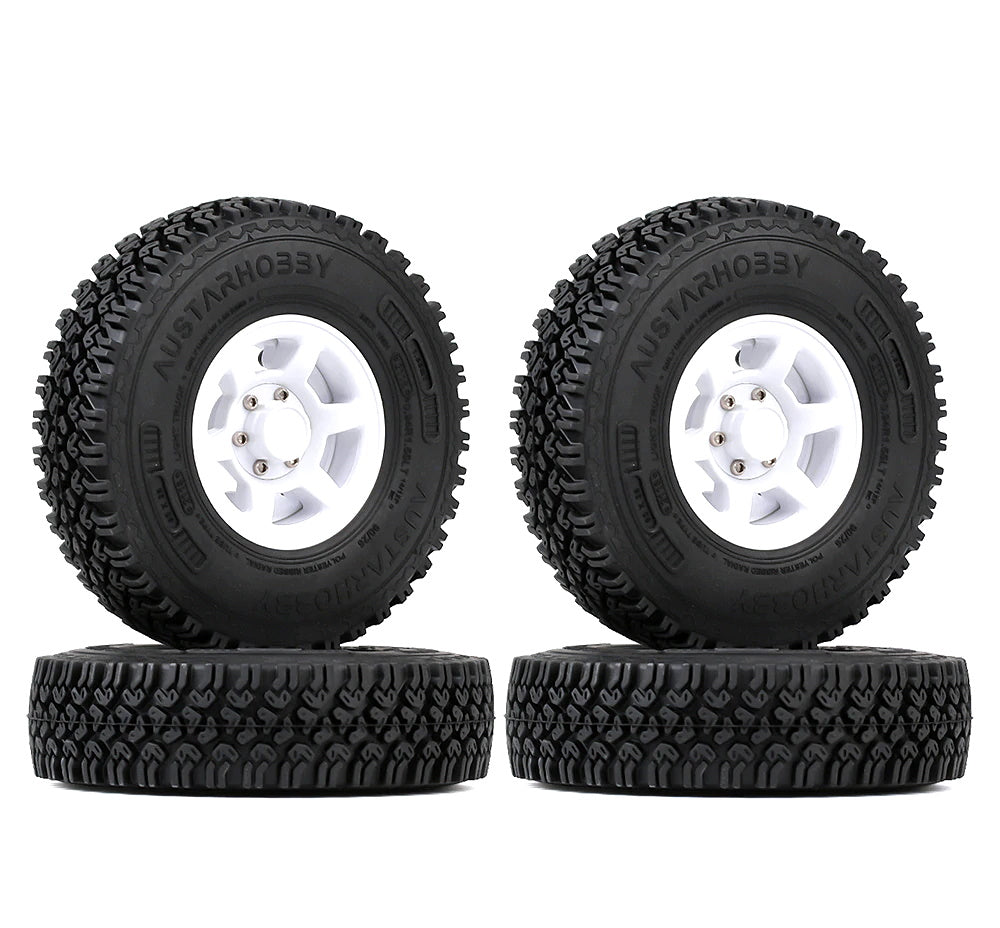 1.55 Beadlock Plastic Wheel Rim Tires for RC Crawler Car Axial AX90069 D90 TF2 Tamiya CC01 LC70 MST JIMNY - 4Pc White