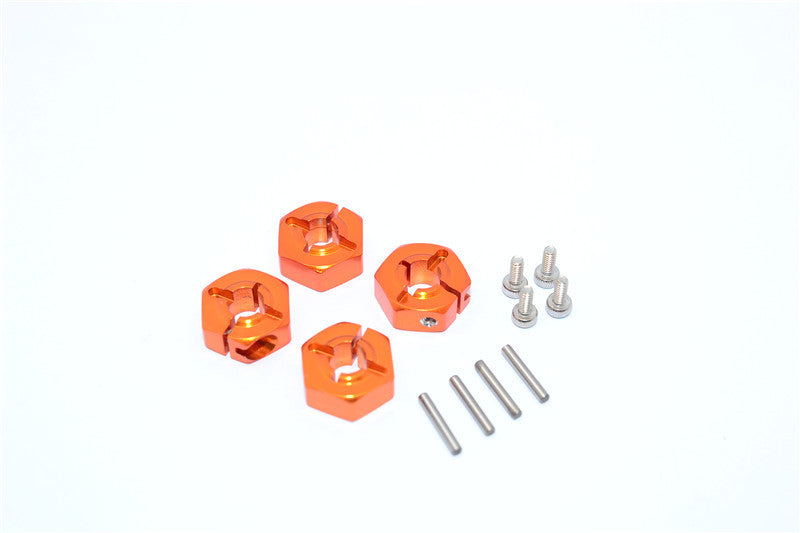 Vaterra Twin Hammers Aluminum Clamping 12mm Wheel Hex With Screws & Wrench - 4 Pcs Set Orange