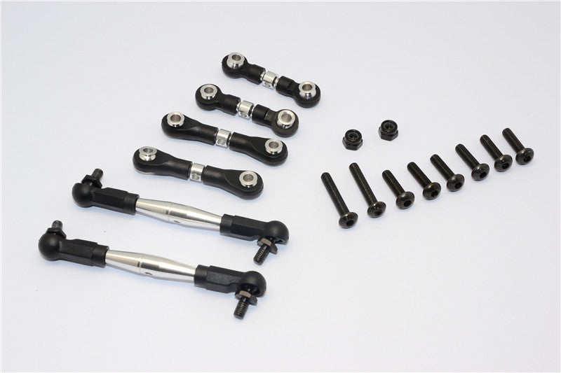 Tamiya WR02C Aluminum Completed Anti-Thread Tie Rod - 7Pcs Set Silver