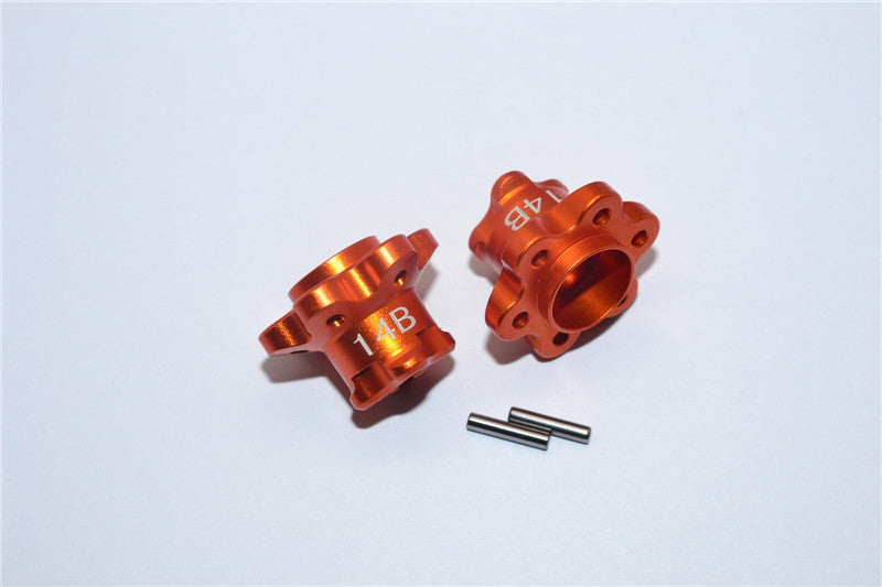 Axial Yeti Aluminum 2.2 Wheel Hub Adapters (14mm Thickness) Economy Version - 1Pr Set Orange