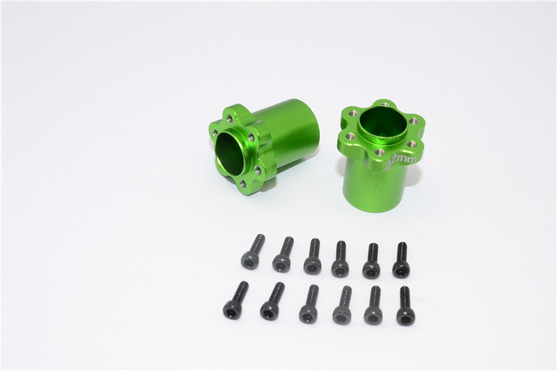 Axial Yeti, Exo, Wraith & SCX10 Aluminum 2.2 Wheel Hub Adapters (22mm Thickness) - 1Pr Set Green