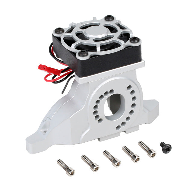 Aluminum Alloy Motor Mount Heat Sink with Cooling Fan for 1/10 RC Crawler Car TRAXXAS TRX-4 #8290 - 1 Set Silver