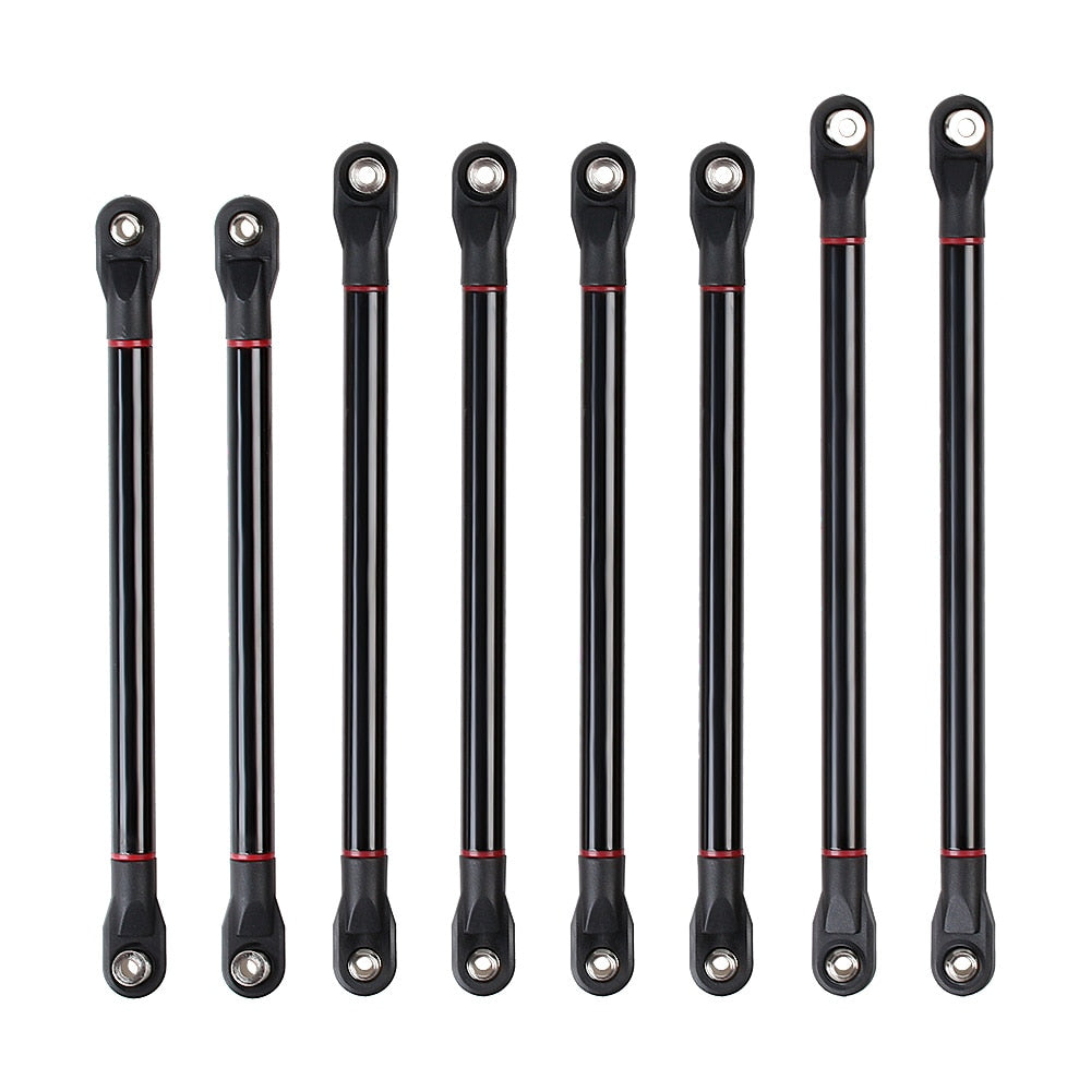 313MM Wheelbase Aluminum Alloy Link Plastic Rod End Unassembled Kit for 1/10 RC Crawler Car Axial SCX10 - 8Pc Black