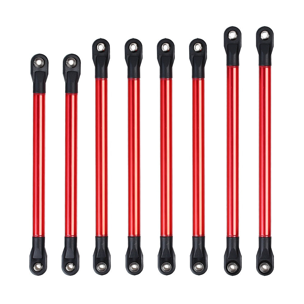 313MM Wheelbase Aluminum Alloy Link Plastic Rod End Unassembled Kit for 1/10 RC Crawler Car Axial SCX10 - 8Pc Red