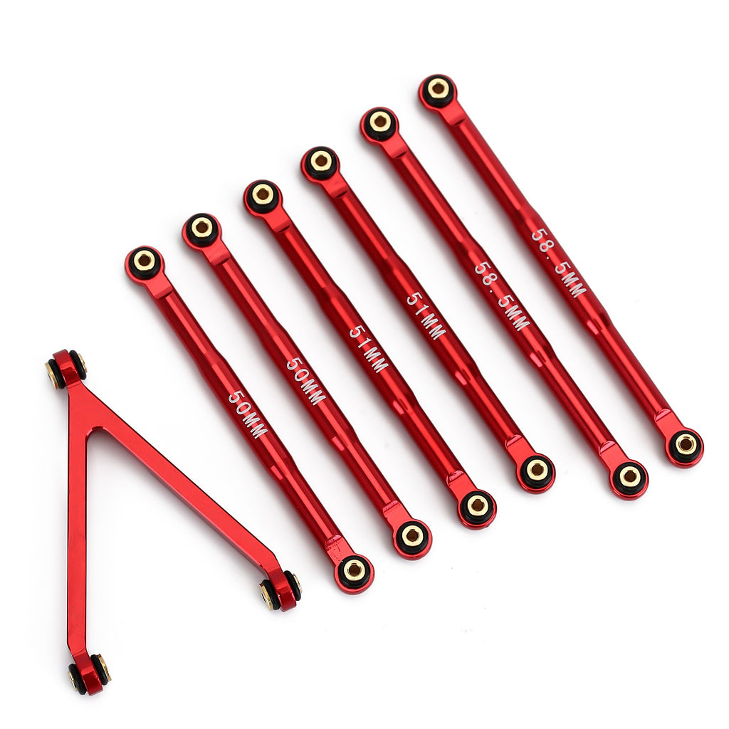 CNC Aluminum Alloy Chassis Links Set for 1/24 RC Crawler Car Axial SCX24 AXI00002T1 AXI00002T2 2019 Jeep Wrangler JLU CRC - Red