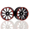 4Pcs Plastic 52x26mm Tire Hub Wheel Rim for 1/10 RC On Road Car - 4Pc Set Black + Red