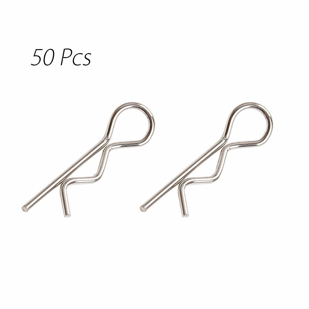 Universal Stainless Steel Body Shell R Clips Pins for 1/10 RC Cars - 50Pcs